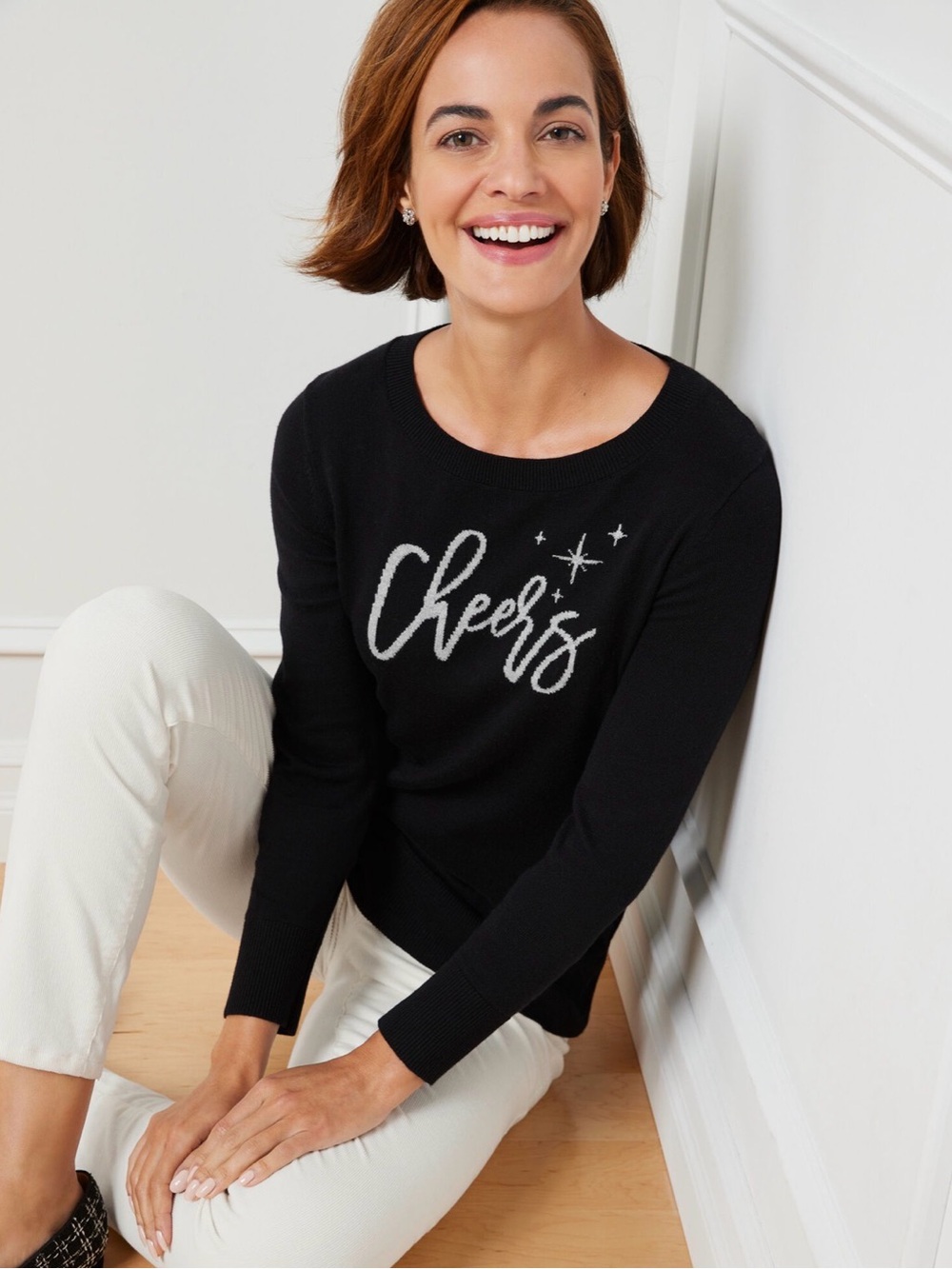 Talbots Black Cheers Sweater